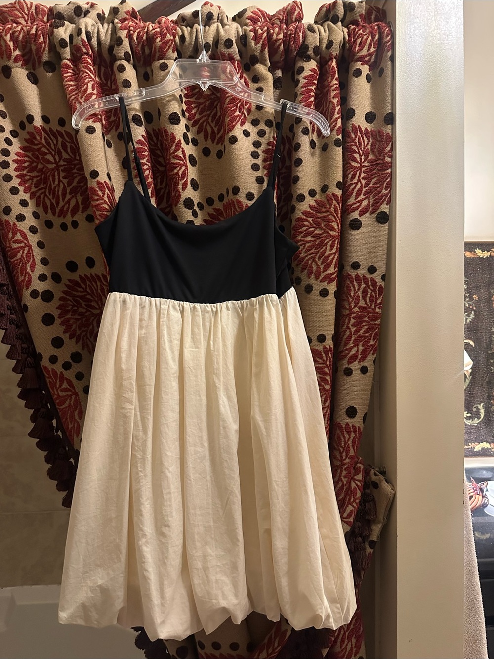 Papermoon Black & Cream Spaghetti-Strap Bubble Skater Dress